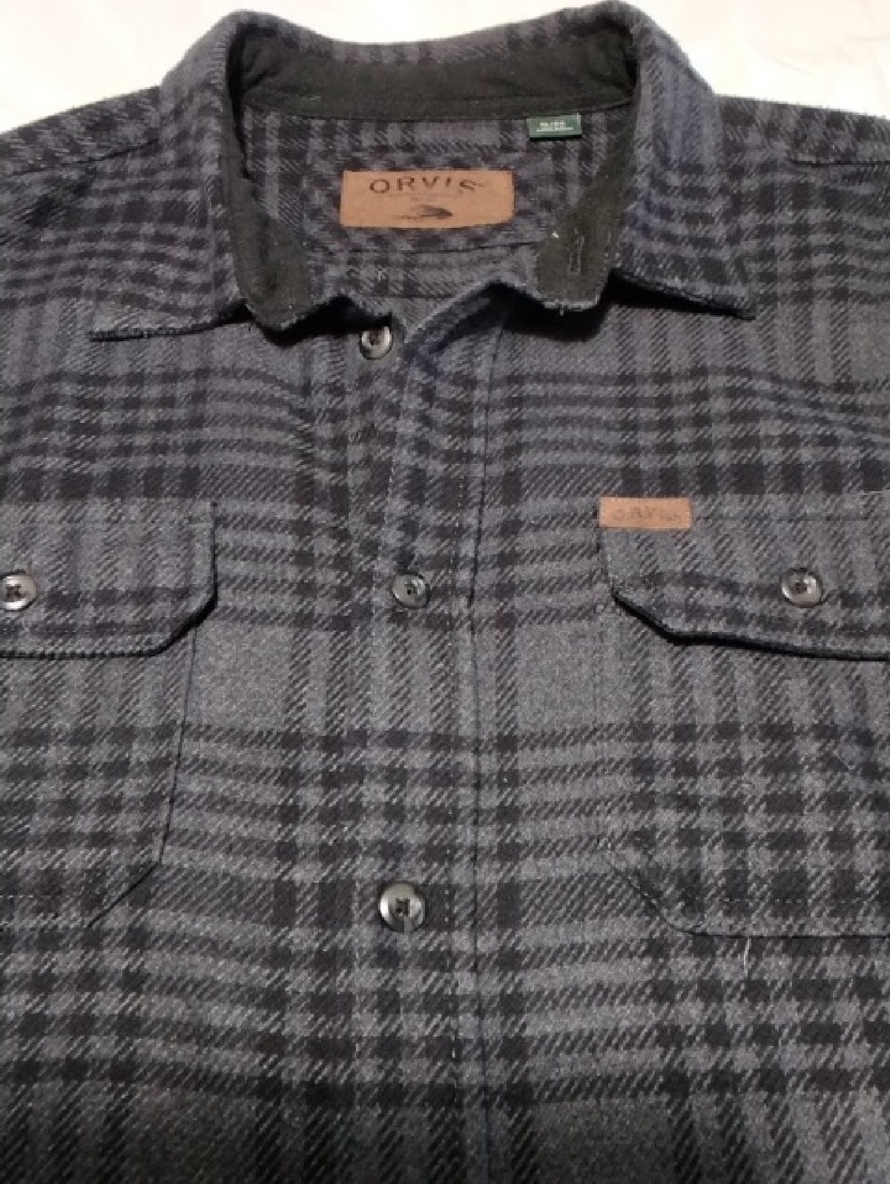 Orvis Classic Collection Charcoal Plaid Flannel Shirt Jacket , XL , $23